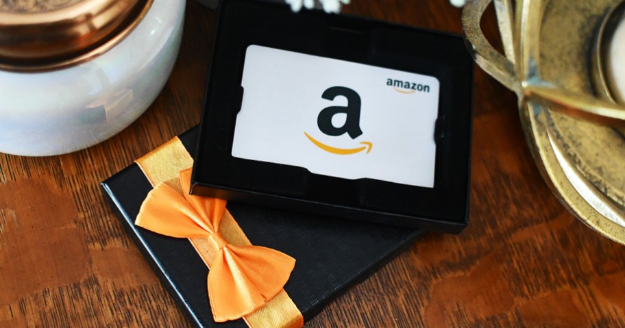 amazon gift card on table for teacher gift ideas