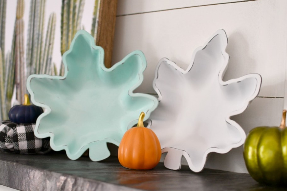 diy leaf bowl on the mantel